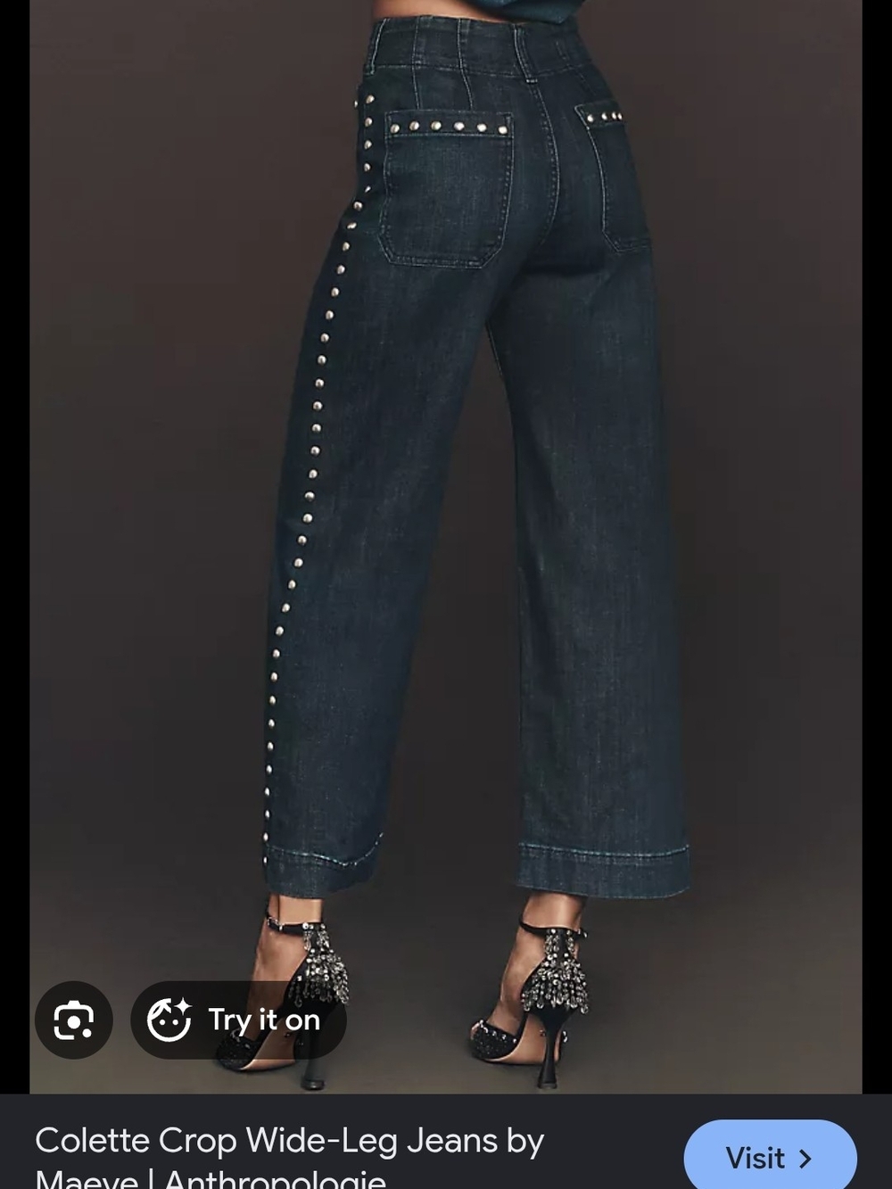 Anthro Maeve Cropped Colette Metal Stud Detailing NWT - Picture 10 of 12